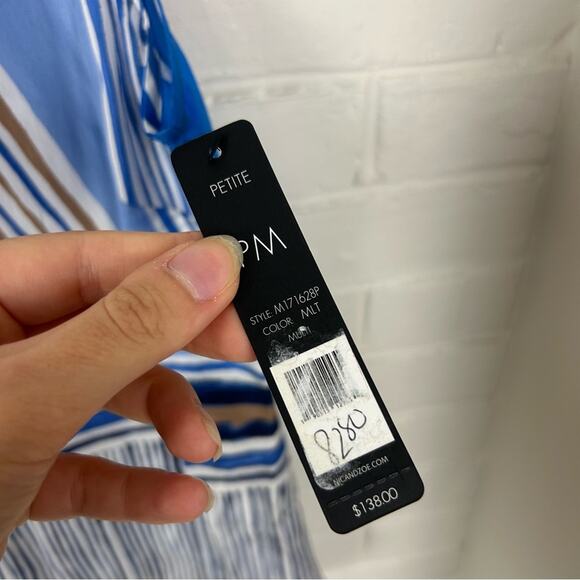 NWT Nic + Zoe Blue Abstract Print Silk Blend Tank Top Size MP - Picture 5 of 9